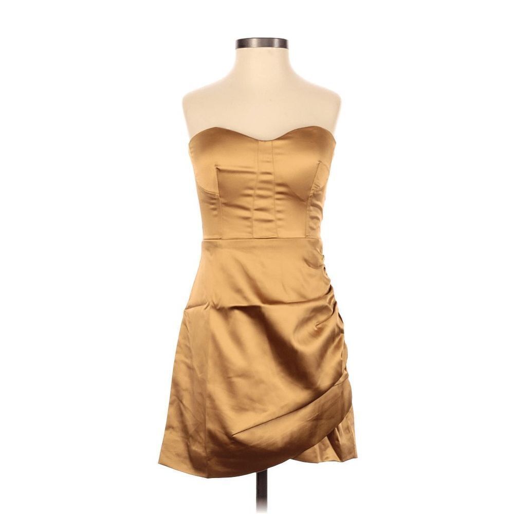 NWT Naked Wardrobe metallic gold bustier ruched mini dress XS